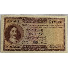 SOUTH AFRICA 1956 . TEN SHILLINGS BANKNOTE